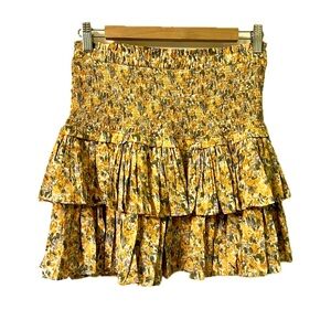 Reset Ruffle Mini Skirt by Jane Sunny Smocking yellow floral large